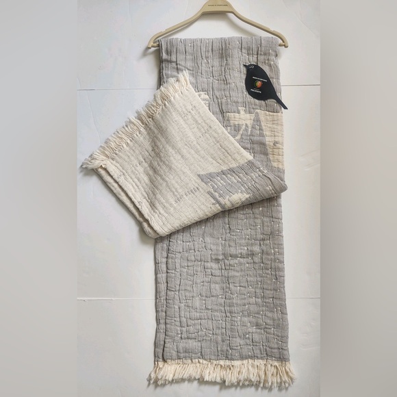 🎁Piscatextil Holiday Throw Blanket - Neutral Gray Holiday Village & Sleigh - Picture 2 of 12